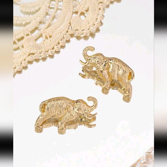 Gold Elephant Earrings - Picture 2 of 5
